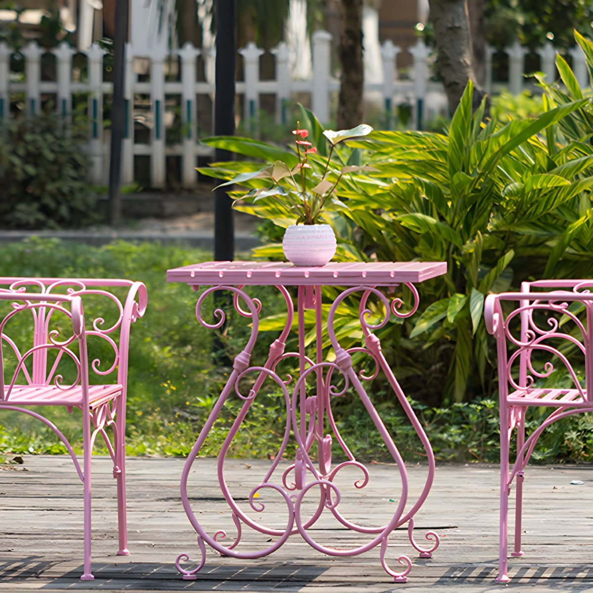 🌸 Luxury Wrought Iron Bistro Set – 3 Pieces