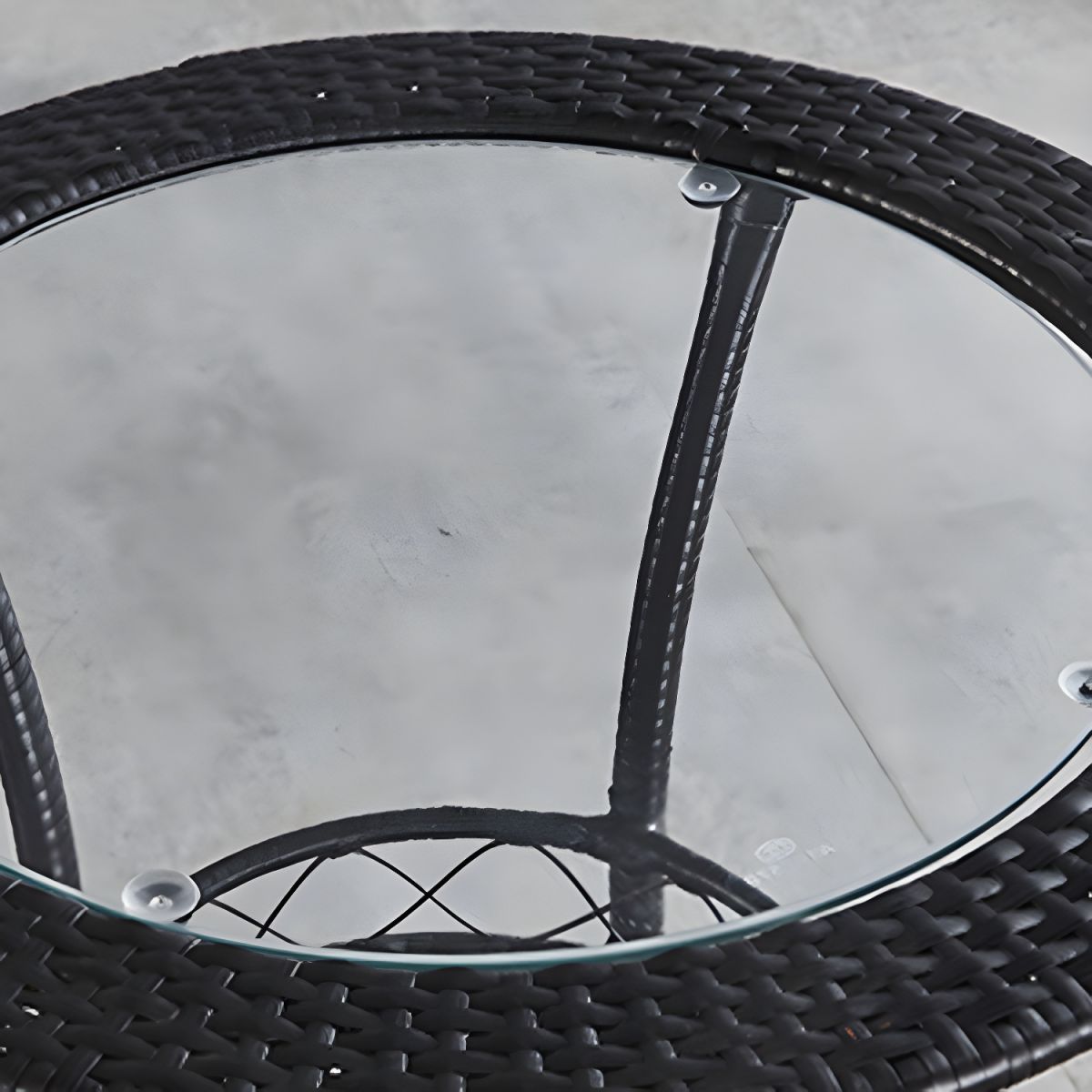 Glass Dining Table Set with Armless Rattan Chair for Courtyard - Table & Chair(s) 3