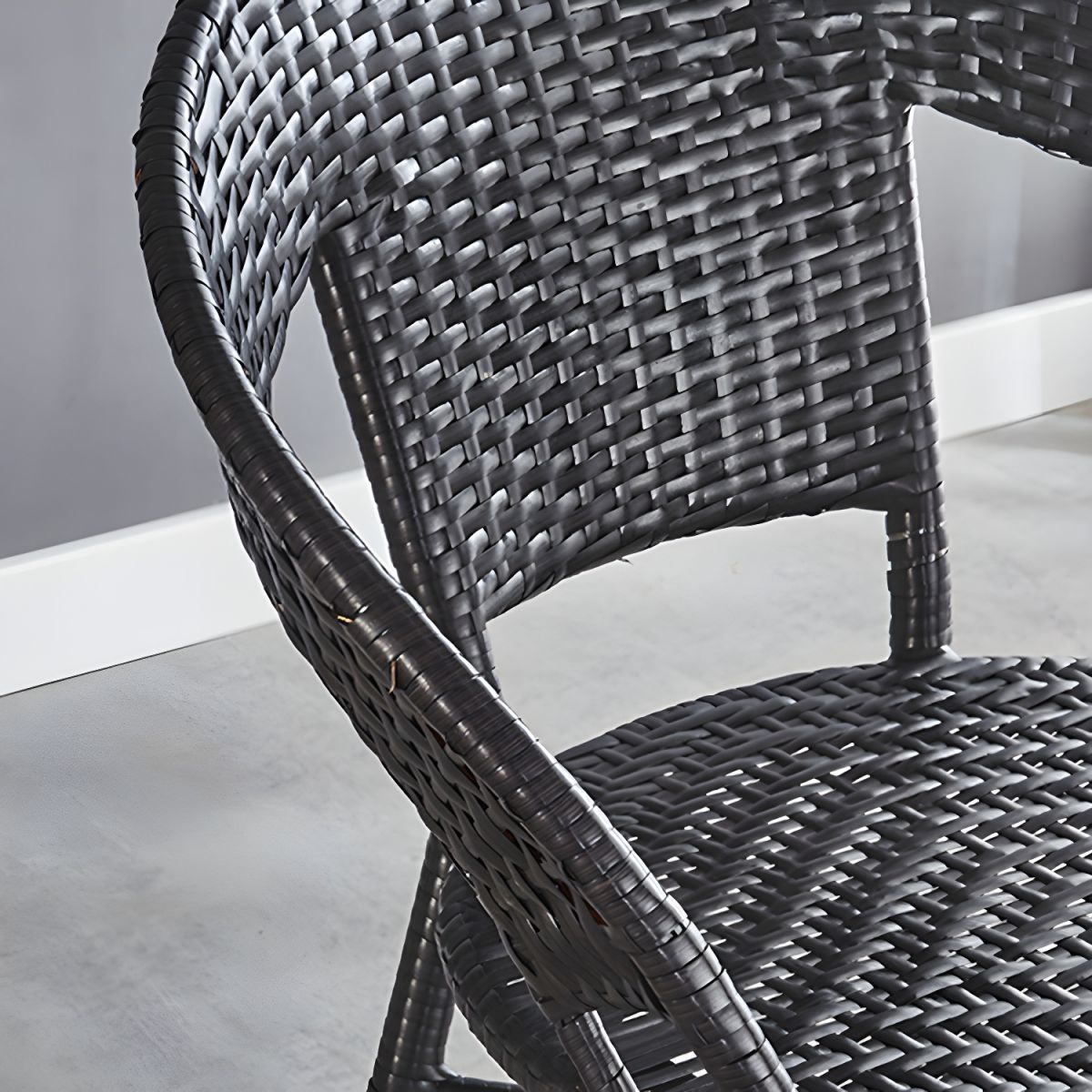 Glass Dining Table Set with Armless Rattan Chair for Courtyard - Table & Chair(s) 3