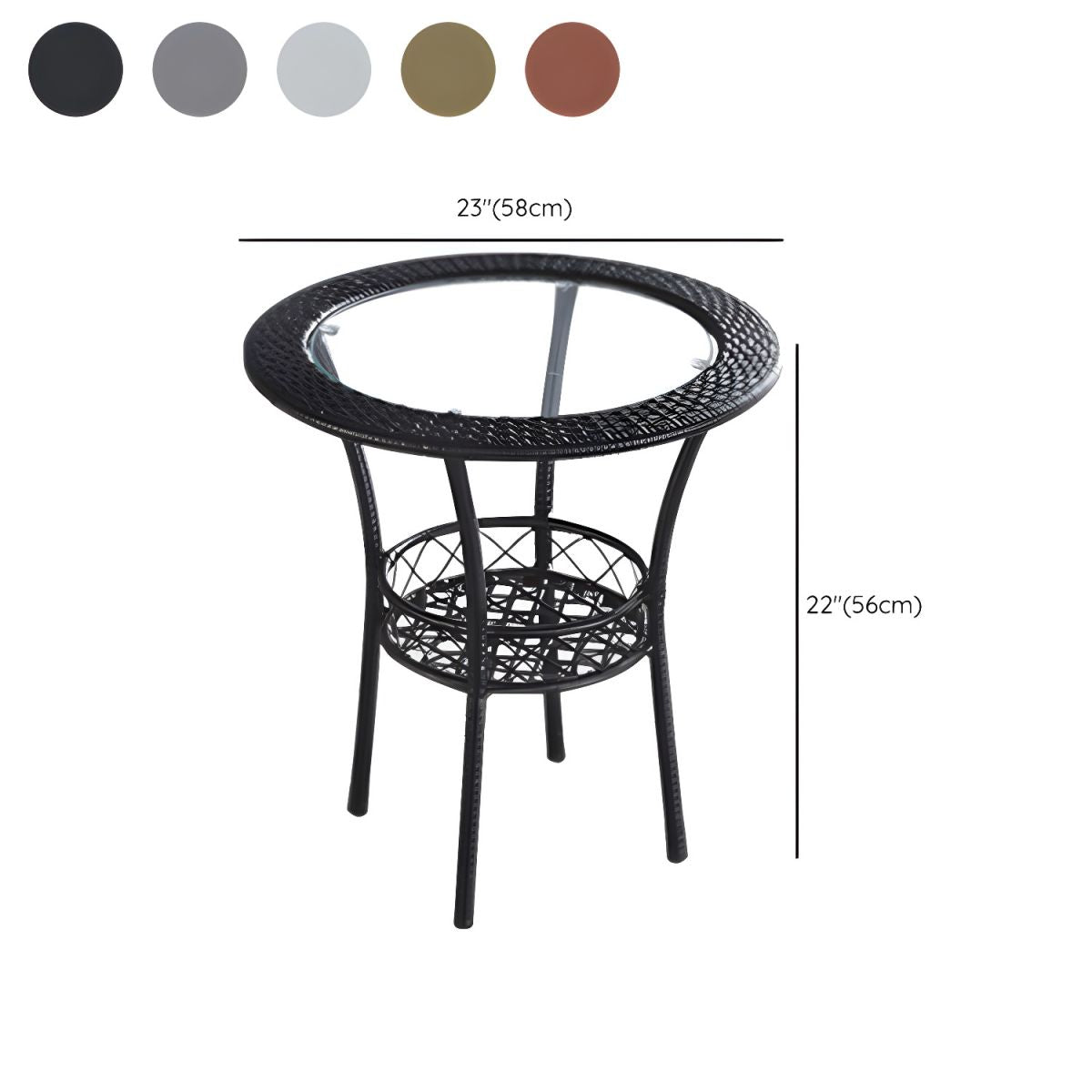 Glass Dining Table Set with Armless Rattan Chair for Courtyard - Table & Chair(s) 3
