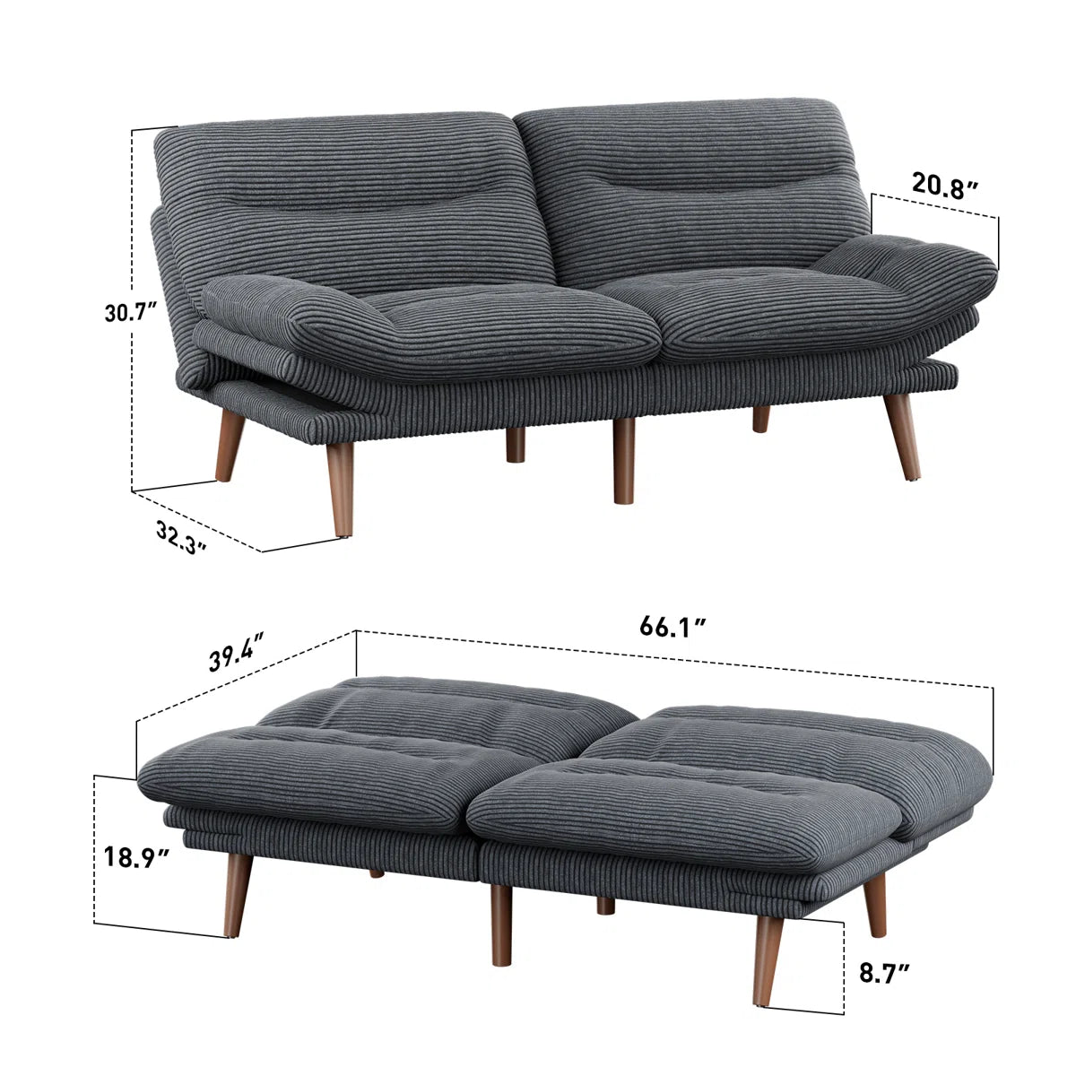 🛋️ 3-in-1 Luxury Convertible Futon Sofa Bed
