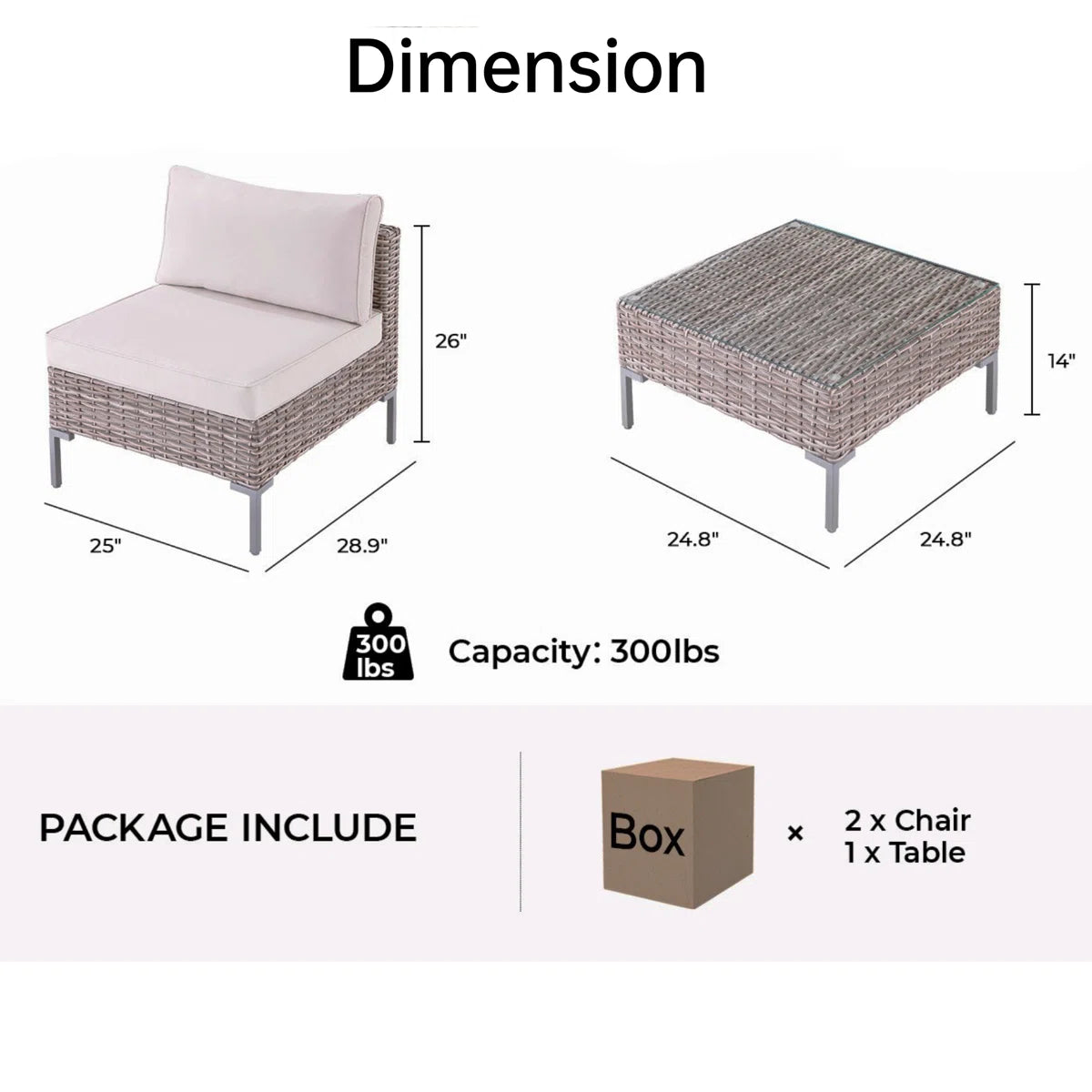 Aldos Premium 3-Piece All-Weather Patio Lounge Set