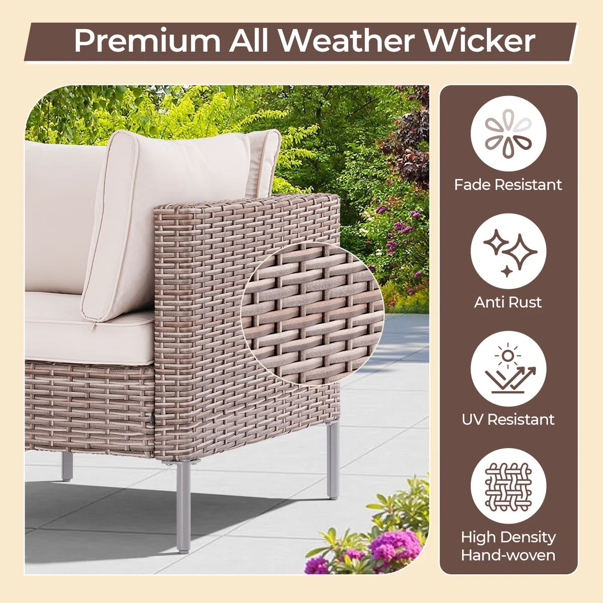 Aldos Premium 3-Piece All-Weather Patio Lounge Set