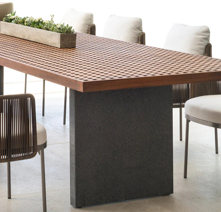 Patio Dining Set 8 Rattan Lounge Chair And Teak Dining Table