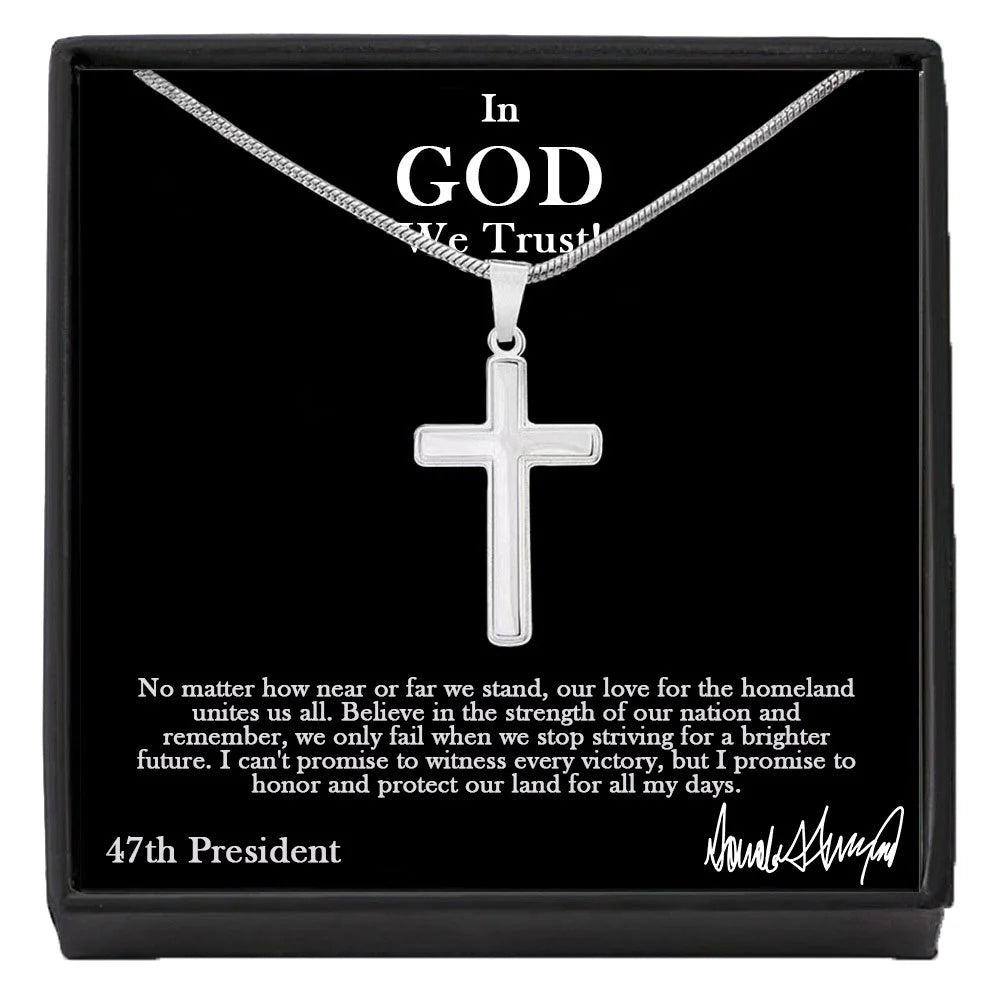 Sterling Silver 47 President “In God We Trust” Cross