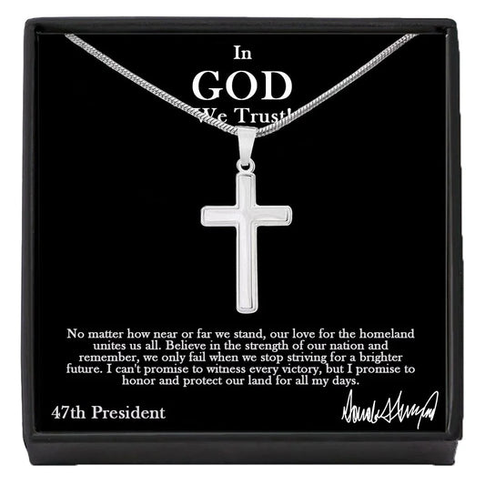 Sterling Silver 47 President “In God We Trust” Cross