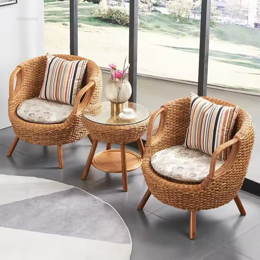 Rattan Lounge Set – 2 Chairs & 1 Table for Cozy Indoor & Outdoor Spaces